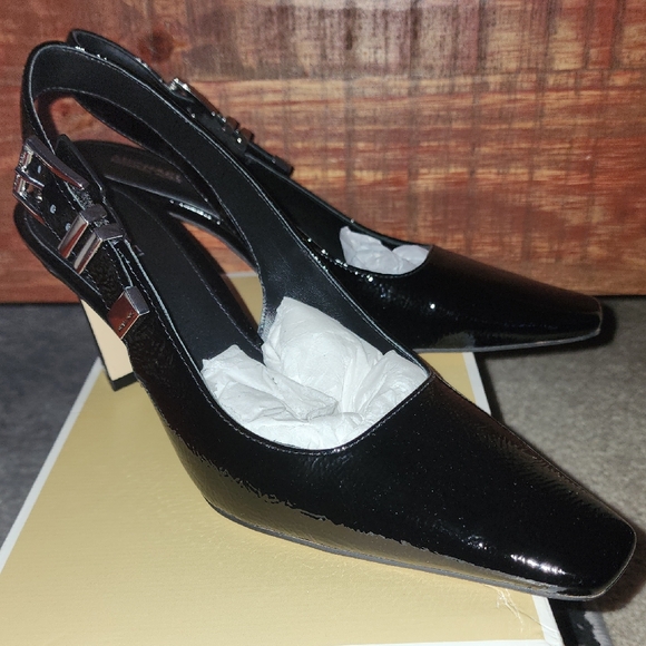 Michael Kors Shoes - Michael Kors Black Patent Slingback Heels